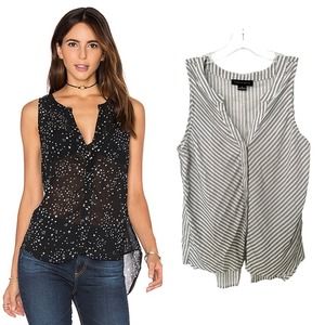 Express Sleeveless Split-Hem Blouse - Black/White